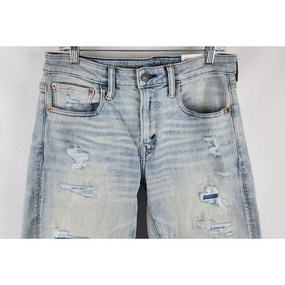 SOLD OUT American Eagle Jeans Mens 31x30 Blue Airflex + Temp Tech Skinny NWT - Picture 2 of 13